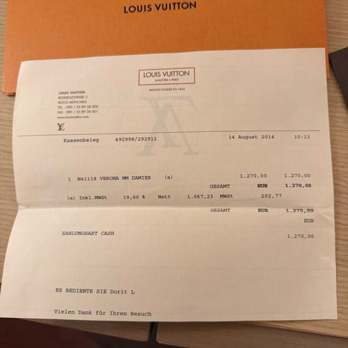 Louis Vuitton Verona mm τσάντα ώμου σαν καινούργιο, καφέ