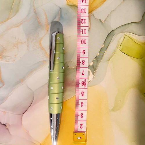 Green luxury pen with decorative stones like new