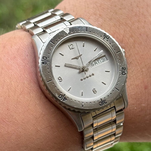 Longines Admiral 5 Star automatic watch used, steel, gray