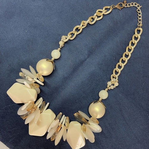 Vintage statement necklace used with ivory geometric beads 80s-90s