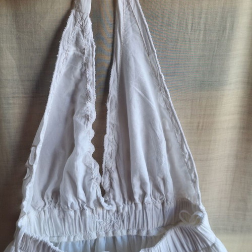 On Line Small White Maxi Dress Broderie Anglaise Boho Halterneck
