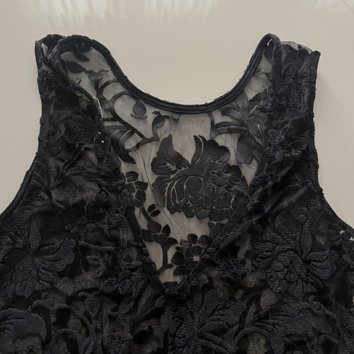 Bershka transparent lace suede dress medium, like new, black