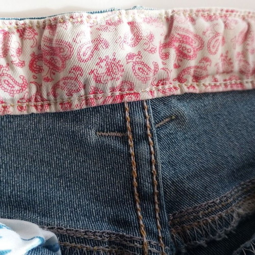 Denim shorts like new with worn details and patches, size S