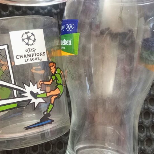 Collectible glasses used, Heineken Athens 2004 and more