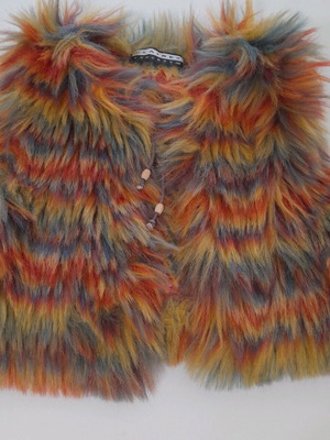 Children's colorful fur bolero like new, size 140 cm