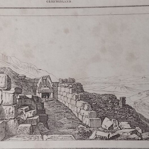 1832 ατσαλογραφία Μυκήνες Η Πύλη των Λεόντων μεταχειρισμένη