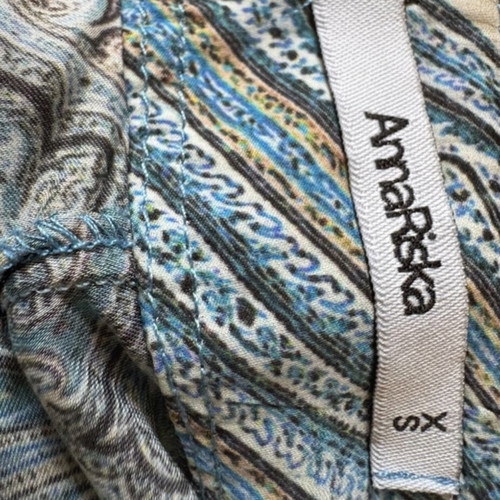 Anna Riska women's printed pants used, white and blue, XS