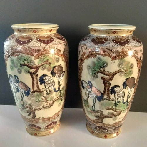 Royal Satsuma vases used, set of 2, height 31cm