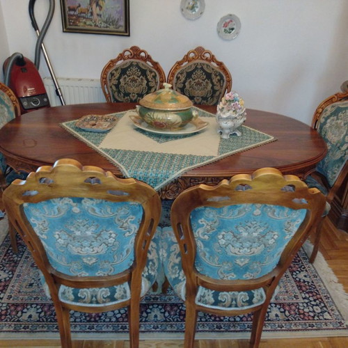 Antique living room set used handmade walnut with sideboard and dining table