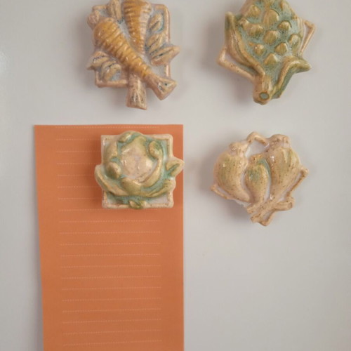 Ceramic 3D fridge magnets set of 4 new with vegetable designs