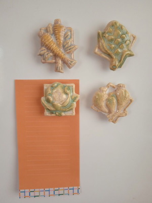 Ceramic 3D fridge magnets set of 4 new with vegetable designs