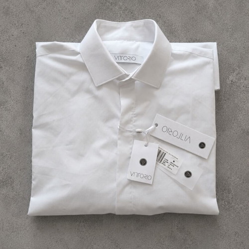 VITTORIO White Cotton Blend Shirt Size M New with Tags