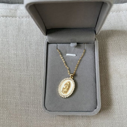 Our Lady of Guadalupe pendant necklace with cz stones and chain