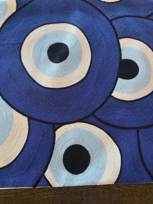 Woolen pillows with cotton eye pattern, new, set of 2, 45×45cm