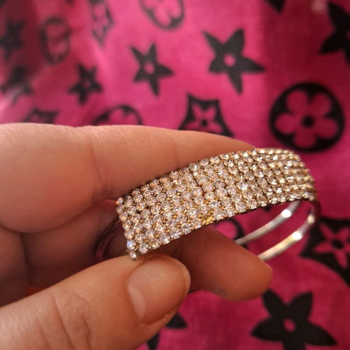 Bracelet bangle used with zircon, geometric design, multicolor