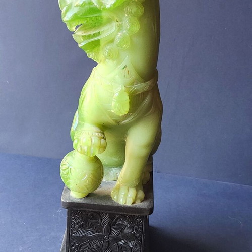 Foo Dogs pair vintage used faux jade guardian lions