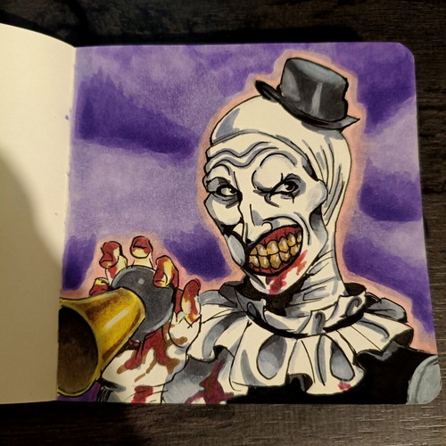 Art the Clown Handmade Drawing like new with Ohuhu markers