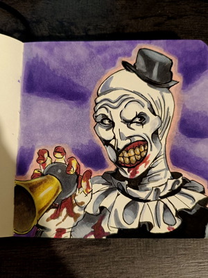 Art the Clown Handmade Drawing like new with Ohuhu markers