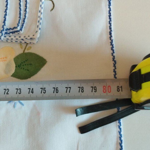 Vintage embroidered tablecloth set 81x81 cm with 4 napkins unused