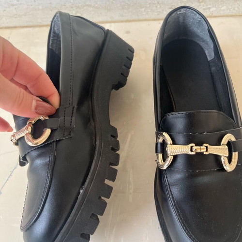 Tsouderos moccasins like new with gold detail and lug sole