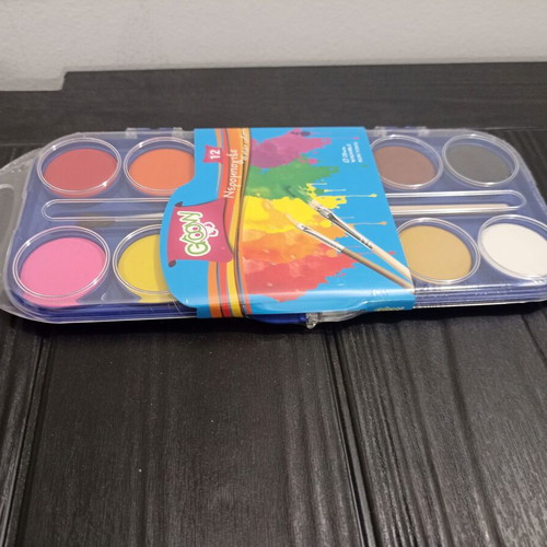 Groovy watercolor set 12 colors with brush and palette