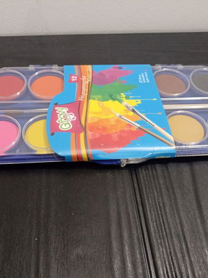Groovy watercolor set 12 colors with brush and palette