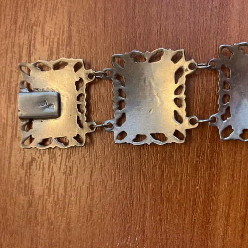 Vintage SIAM bracelet from Asia silver used with carved dancers