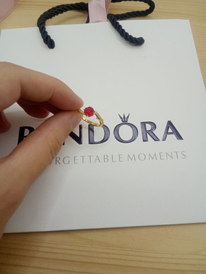 Pandora ring size 56, red and gold