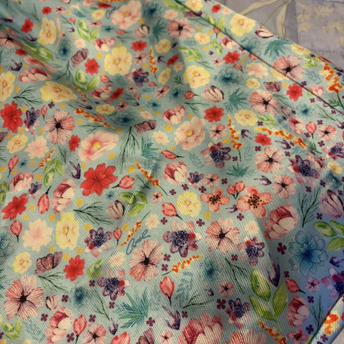 Axel dress size 44 satin like new, blue with floral pattern