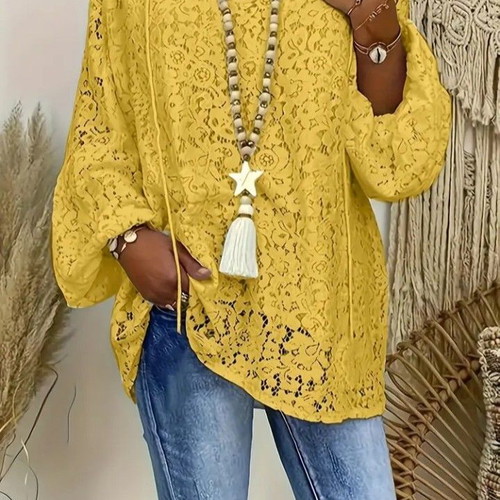 Lora lace blouse new, yellow, size XL