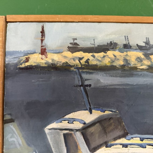 Oil painting of boats by Panikos Tsangaras