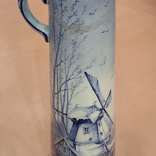 Porcelain pitcher Delft de Wasmuel used, hand-painted, Belgian