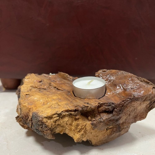 Wooden double polished holder for tealight candles