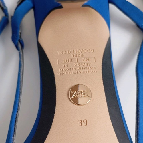 Zara satin women's sandals size 39 like new blue