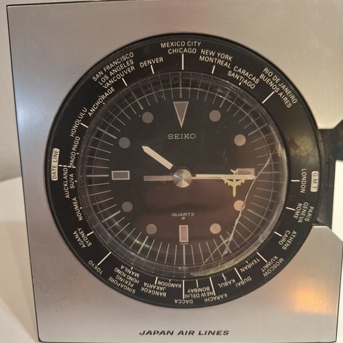 Seiko Seikosha Japan Airlines World Time Quartz Desk Clock used