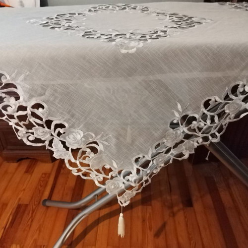 Silk tablecloth new with machine embroidery designs