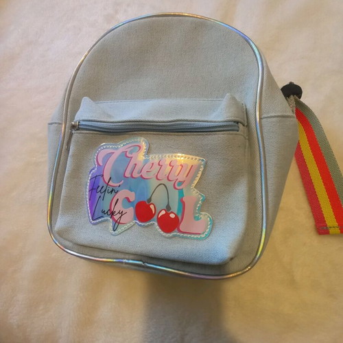 Children's backpack bag new, light blue denim