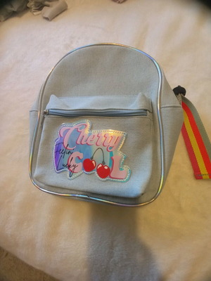 Children's backpack bag new, light blue denim