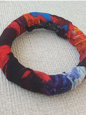 Handmade fabric fixed bracelet made to order, black and red