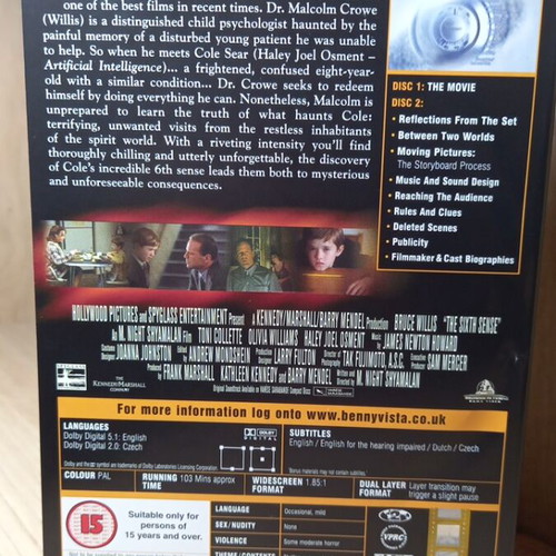 The Sixth Sense DVD used with English subtitles