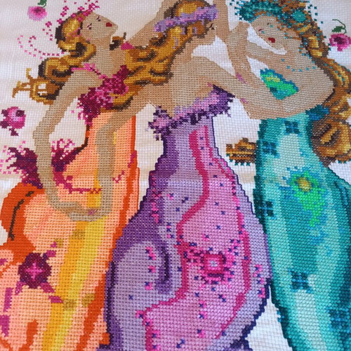 Handmade needlepoint like new, romantic design