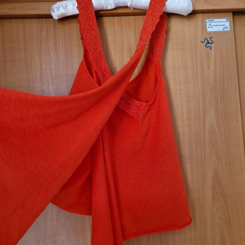 Regalinas asymmetrical coral blouse new, one size with embroidery