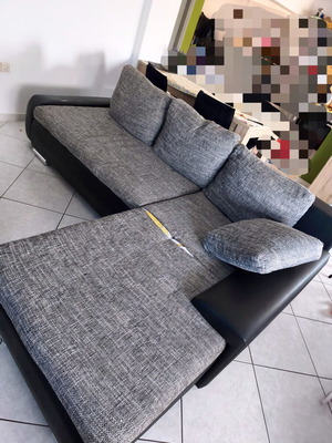 Corner sofa bed used with fabric and leather wear, 2.45x1.45 m
