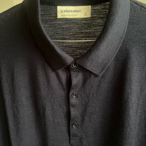 Icebreaker polo shirt merino wool navy men size XL excellent condition