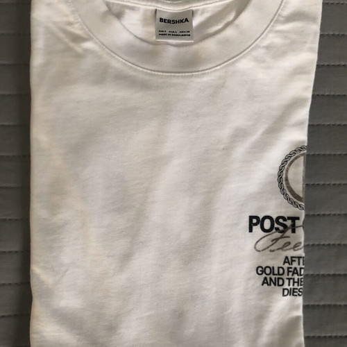 Bershka men's white crop T-shirt size M new