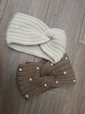 Hair ribbons new, gray and beige, set of two