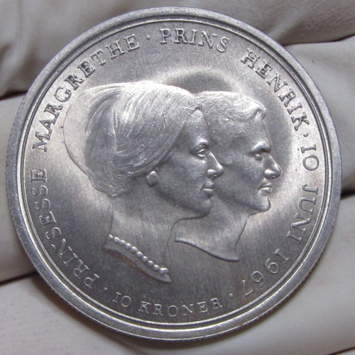 Denmark 1967 10 Kroner Silver Coin Uncirculated