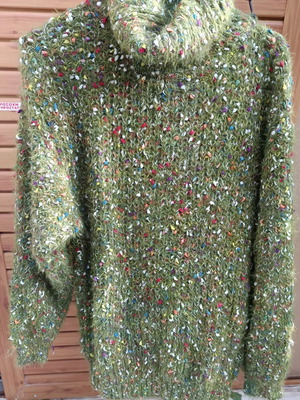 Mohair knitted turtleneck sweater multicolor new one size