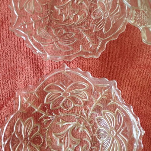 Glass candy dishes with plates from the 1950s like new
