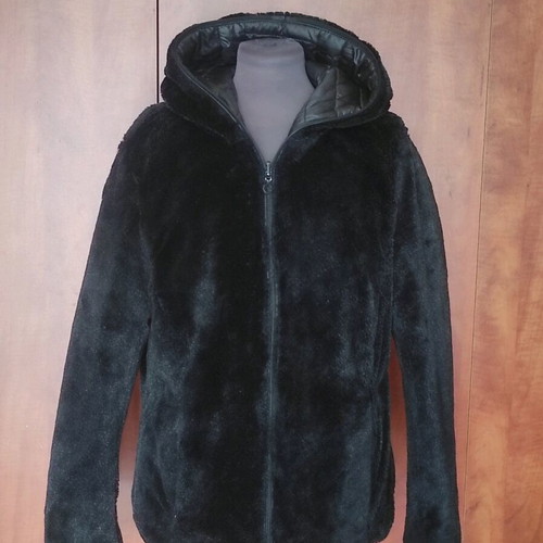 Women's reversible 2-in-1 jacket with warm fur and puffer like new, black